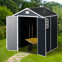 6.3 x 6.2ft Metal Frame & Latched Door Garden Shed - Grey