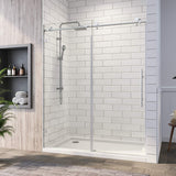 ELEGANT Frameless Sliding Shower Doors 64 in. W x 72 in. H Brushed Nickel Finish