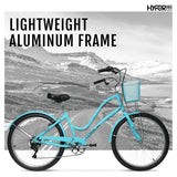 Hyper Bicycle 26" Woman's Commute Bike with Basket, Neon Teal