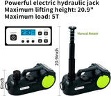 E-HEELP Electric Car Jack Kit 5Ton 12V Car Jack Hydraulic (Lifting Range: 6.1-20.86 inch) with Impact Wrench & Inflator for Car SUV Sedan MPV with LCD & Tire Pressure Display