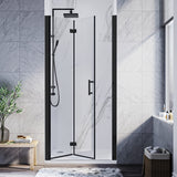 SUNNY SHOWER 1/4 inch Frameless Black Finish Bi-Fold Shower Door