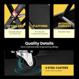 VIVOHOME 1100 Lbs Steel Wide Deck Motorcycle Lift ATV Scissor Lift Jack with Dolly and Hand Crank Bikes Garage Repair Hoist Stand Black