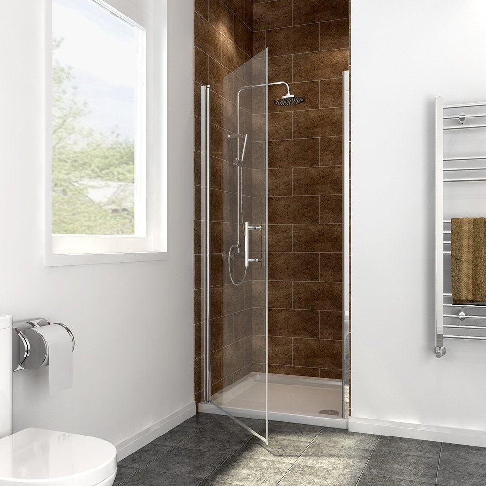 SUNNY SHOWER 1/4 Inch Frameless Chrome Finish Pivot Shower Door