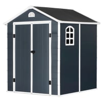 6.3 x 6.2ft Metal Frame & Latched Door Garden Shed - Grey