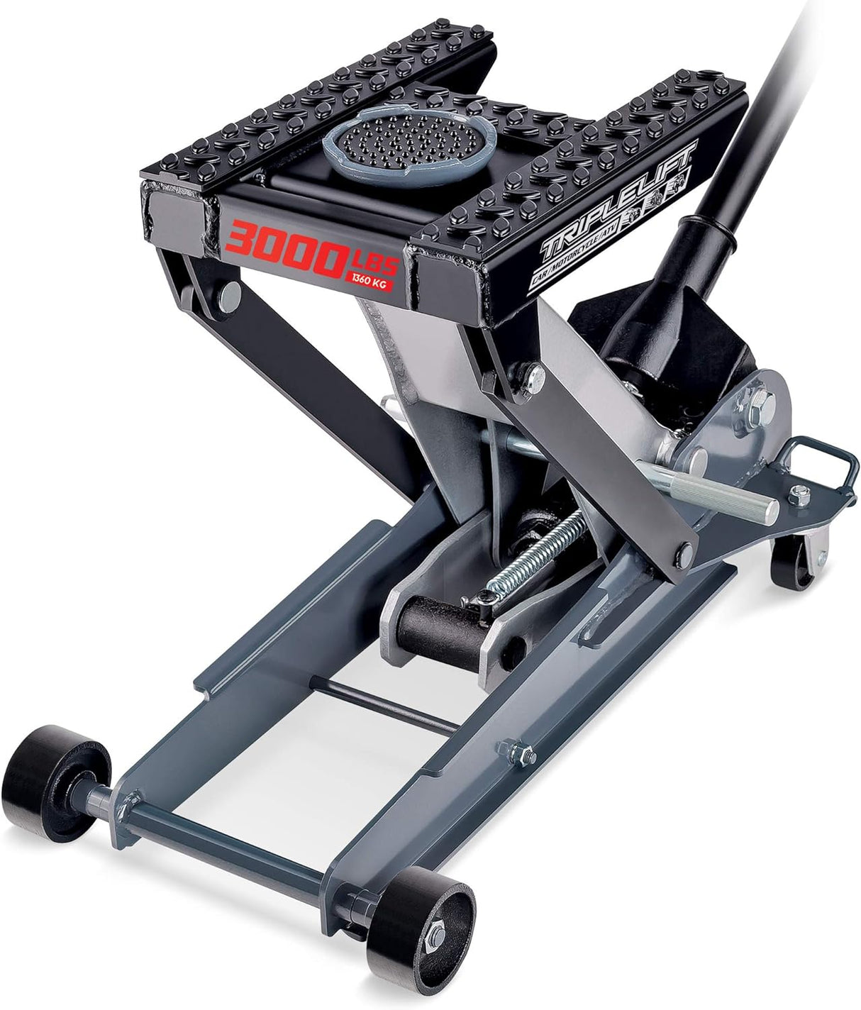 Powerbuilt 3000 Pound Triple Lift Garage Jack, Heavy Duty Vehicle, Truck, Car, Motorcycle, Transmission Lift