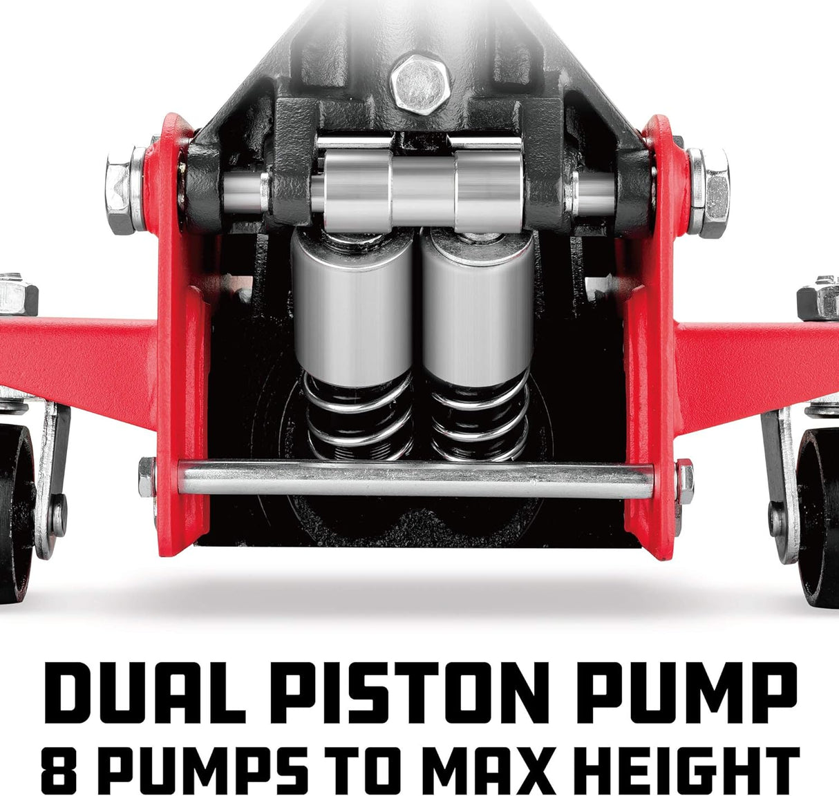 Powerbuilt 3 Ton Garage Jack Car Lift, Dual Piston, Heavy Duty for Car and Truck Vehicles, 8 Pumps to Max Height 18 Inches - Red 620588
