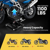 VIVOHOME 1100 Lbs Steel Wide Deck Motorcycle Lift ATV Scissor Lift Jack with Dolly and Hand Crank Bikes Garage Repair Hoist Stand Black