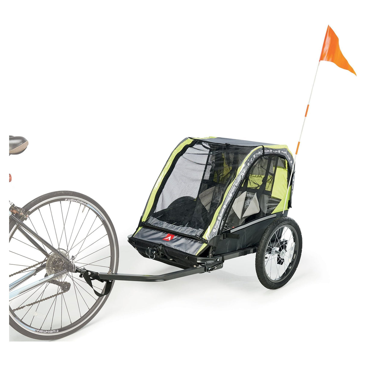 Allen Sports Deluxe 2-Child Bicycle Trailer & Stroller, max capacity 100 lbs, Model AS2, Green