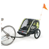 Allen Sports Deluxe 2-Child Bicycle Trailer & Stroller, max capacity 100 lbs, Model AS2, Green
