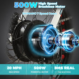 ECOTRIC 20" 500W 12.5Ah Folding Electric Bicycle E-bike Fat Tire Foldable Pedal Assist Bike Children UL A-E516646