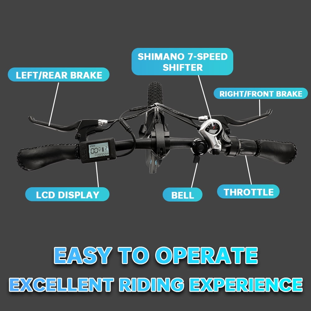 ECOTRIC 500 W 36 V E-Ride Foldable 20“ Electric Bicycle Fat Tire Removable Battery 7 Speed Children A-E516646