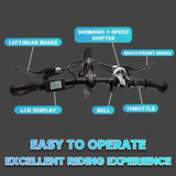 ECOTRIC 500 W 36 V E-Ride Foldable 20“ Electric Bicycle Fat Tire Removable Battery 7 Speed Children A-E516646