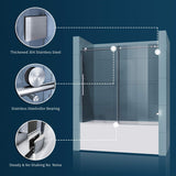 ELEGANT Frameless Bathtub Sliding Doors 60 in. W x 62 in. H