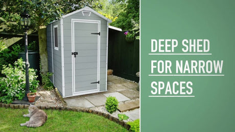 Keter Manor 4' x 6' Resin Storage Shed, All-Weather Plastic Outdoor Storage, Gray and White