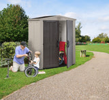 Keter Factor 6x 3 Outdoor Resin Shed, Lawn and Garden Storage, Beige and Taupe