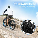 Ecotric 26" 36V 500W Fat Tire Electric Bicycle Mountain Beach e-Bike Removable Battery 7 Speed