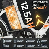 ECOTRIC 20" White Folding Electric Bike Bicycle City Ebike 350W Gear Rear Motor 36V 12.5AH Removable Lithium Battery Alloy Frame Pedal and Throttle Assist LED Display for Children A-E516646