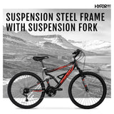 Hyper Bicycles Men's 26" Shocker Mountain Bike, Black/Red