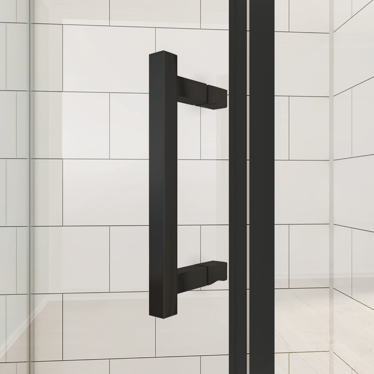 SUNNY SHOWER 36.7 in. W x 36.7 in. D x 71.8 in. H Black Finish Pivot Enclosures With Pivot Door And White Diamond Bases