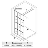 SUNNY SHOWER 34 in. W x 72 in. H Black Finish Walk-in Shower Enclosures