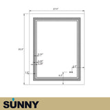 SUNNY SHOWER 28 x 36 in. LED Horizontal Bathroom Mirror With 3 Color Temperature Setting