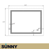 SUNNY SHOWER 36 x 28 in. LED Horizontal Bathroom Mirror With Anti-Fog and Waterproof