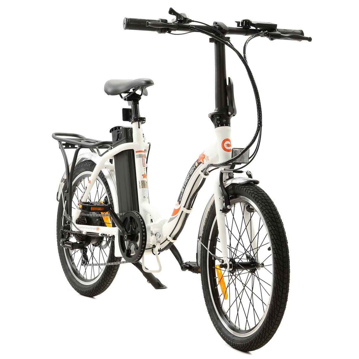 ECOTRIC 20" White Folding Electric Bike Bicycle City Ebike 350W Gear Rear Motor 36V 12.5AH Removable Lithium Battery Alloy Frame Pedal and Throttle Assist LED Display for Children A-E516646