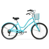 Hyper Bicycle 26" Woman's Commute Bike with Basket, Neon Teal