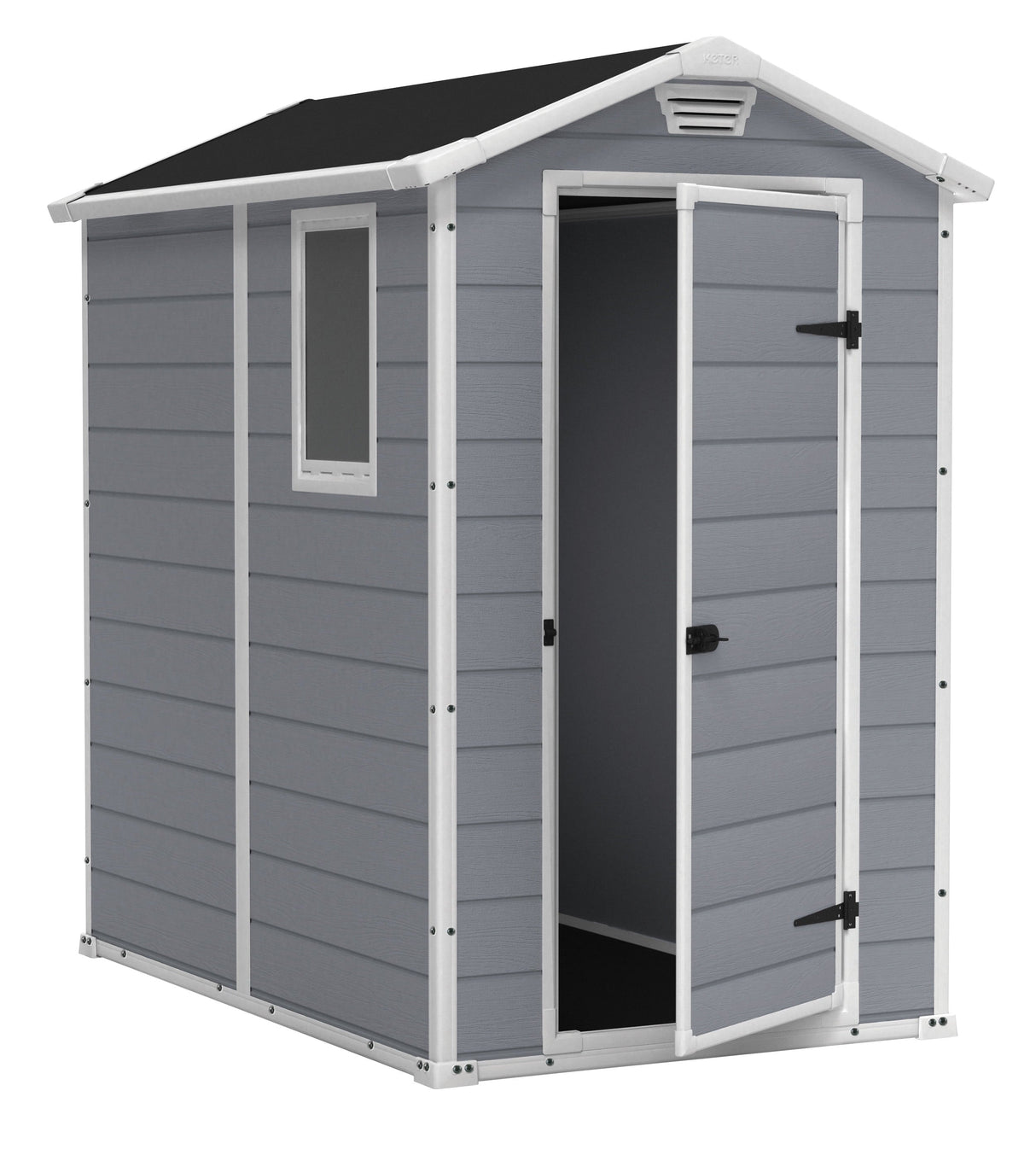 Keter Manor 4' x 6' Resin Storage Shed, All-Weather Plastic Outdoor Storage, Gray and White