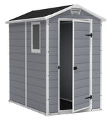 Keter Manor 4' x 6' Resin Storage Shed, All-Weather Plastic Outdoor Storage, Gray and White