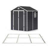 Lotus Sono Apex Plastic Garden Storage Shed Including Foundation Kit Grey - Available In 3 Sizes