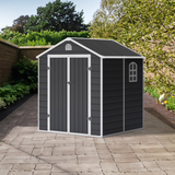 Lotus Sono Apex Plastic Garden Storage Shed Including Foundation Kit Grey - Available In 3 Sizes