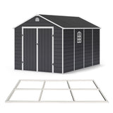 Lotus Sono Apex Plastic Garden Storage Shed Including Foundation Kit Grey - Available In 3 Sizes