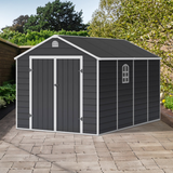Lotus Sono Apex Plastic Garden Storage Shed Including Foundation Kit Grey - Available In 3 Sizes