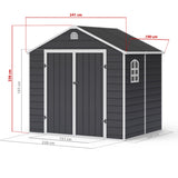 Lotus Sono Apex Plastic Garden Storage Shed Including Foundation Kit Grey - Available In 3 Sizes