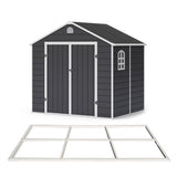 Lotus Sono Apex Plastic Garden Storage Shed Including Foundation Kit Grey - Available In 3 Sizes