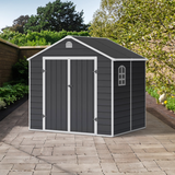 Lotus Sono Apex Plastic Garden Storage Shed Including Foundation Kit Grey - Available In 3 Sizes