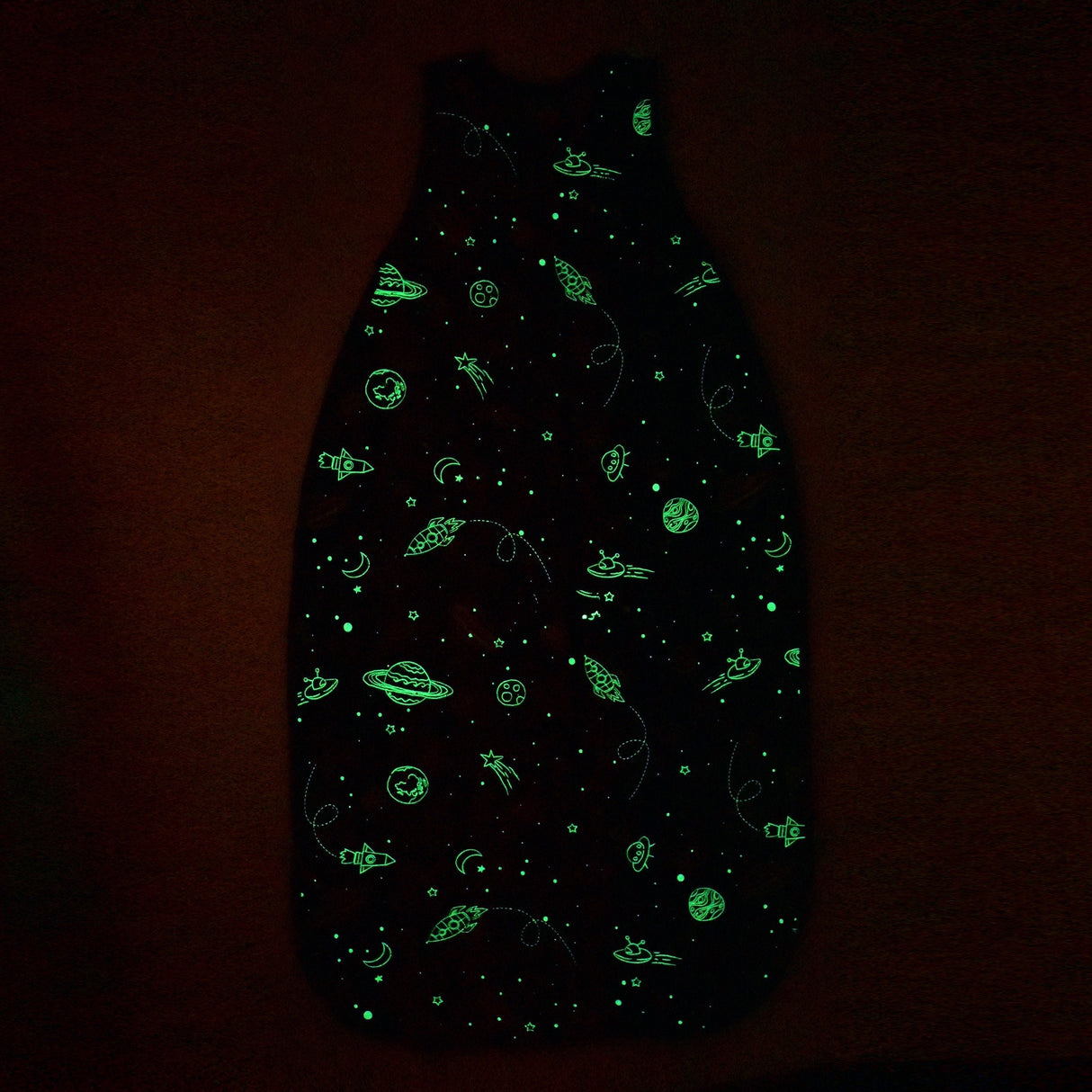 4 Season Ultimate Toddler Sleep Bag, Merino Wool, 2 - 4 Years, Space - GLOW IN THE DARK
