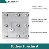 Elegant 34 in. W x 34 in. D x 3 in. H White Corner Drain Square Bases