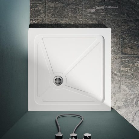 Elegant 34 in. W x 34 in. D x 3 in. H White Corner Drain Square Bases