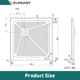 Elegant 34 in. W x 34 in. D x 3 in. H White Corner Drain Square Bases