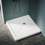 Elegant 34 in. W x 34 in. D x 3 in. H White Corner Drain Square Bases