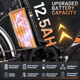 Ecotric E-Ride Electric Bike Trail Riding Ebike Girl Cruiser Foldable 20 inch Wheels 350W 36V Removable Battery 7 Speed City Commuter for Children A-E516646