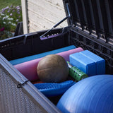 Keter Borneo Rattan Wicker Resin Patio Deck Storage Box Bench, Grey (2 Pack)