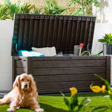 Keter Westwood Outdoor 150 Gal Deck Storage Box for Tools, Brown (2 Pack)