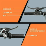 ECOTRIC 20" White Folding Electric Bike Bicycle City Ebike 350W Gear Rear Motor 36V 12.5AH Removable Lithium Battery Alloy Frame Pedal and Throttle Assist LED Display for Children A-E516646