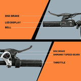 Ecotric E-Ride Electric Bike Trail Riding Ebike Girl Cruiser Foldable 20 inch Wheels 350W 36V Removable Battery 7 Speed City Commuter for Children A-E516646