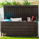 Keter Westwood Outdoor 150 Gal Deck Storage Box for Tools, Brown (2 Pack)