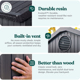 Keter Darwin 6 Foot x 8 Foot Outdoor Garden Tool Storage Shed w/Window, Graphite