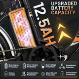 Ecotric E-Ride Electric Bike Trail Riding Ebike Girl Cruiser Foldable 20 inch Wheels 350W 36V Removable Battery 7 Speed City Commuter for Children A-E516646